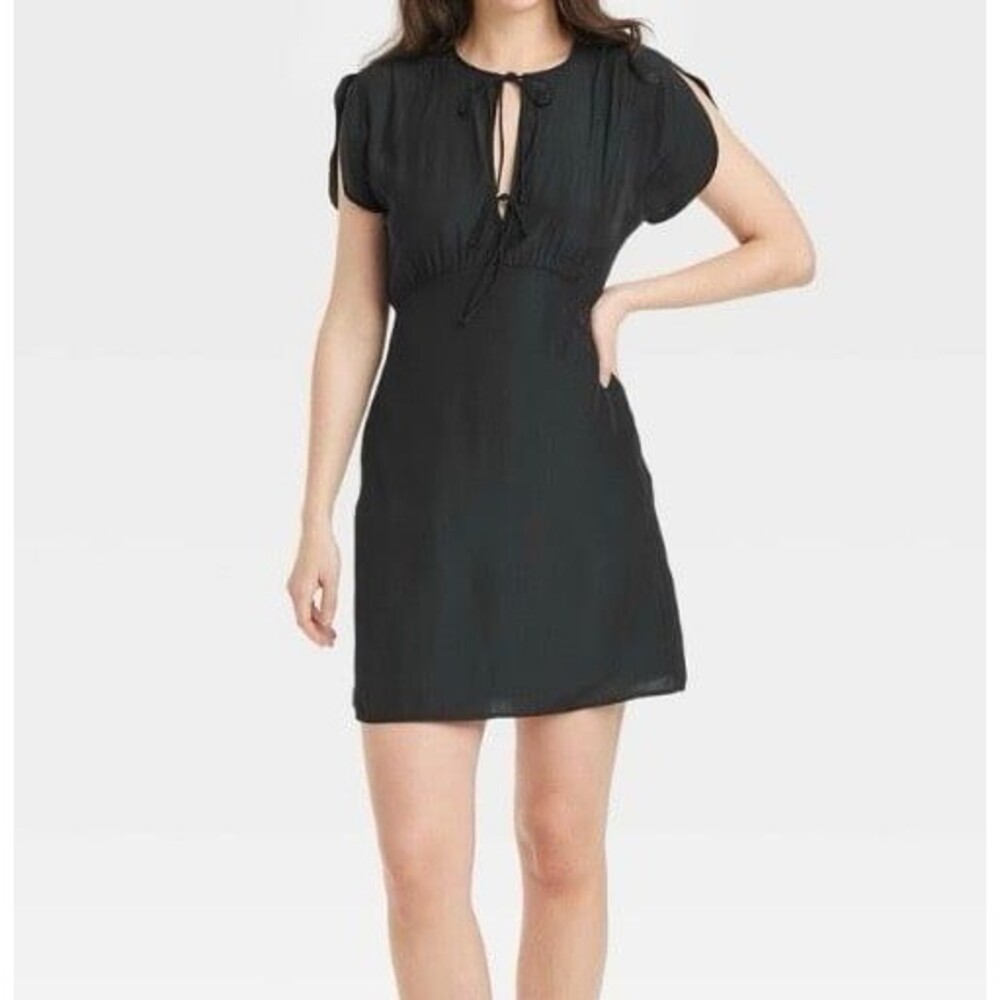 Universal Thread Tie-Front A-Line Dress Black Size XS New With Tag